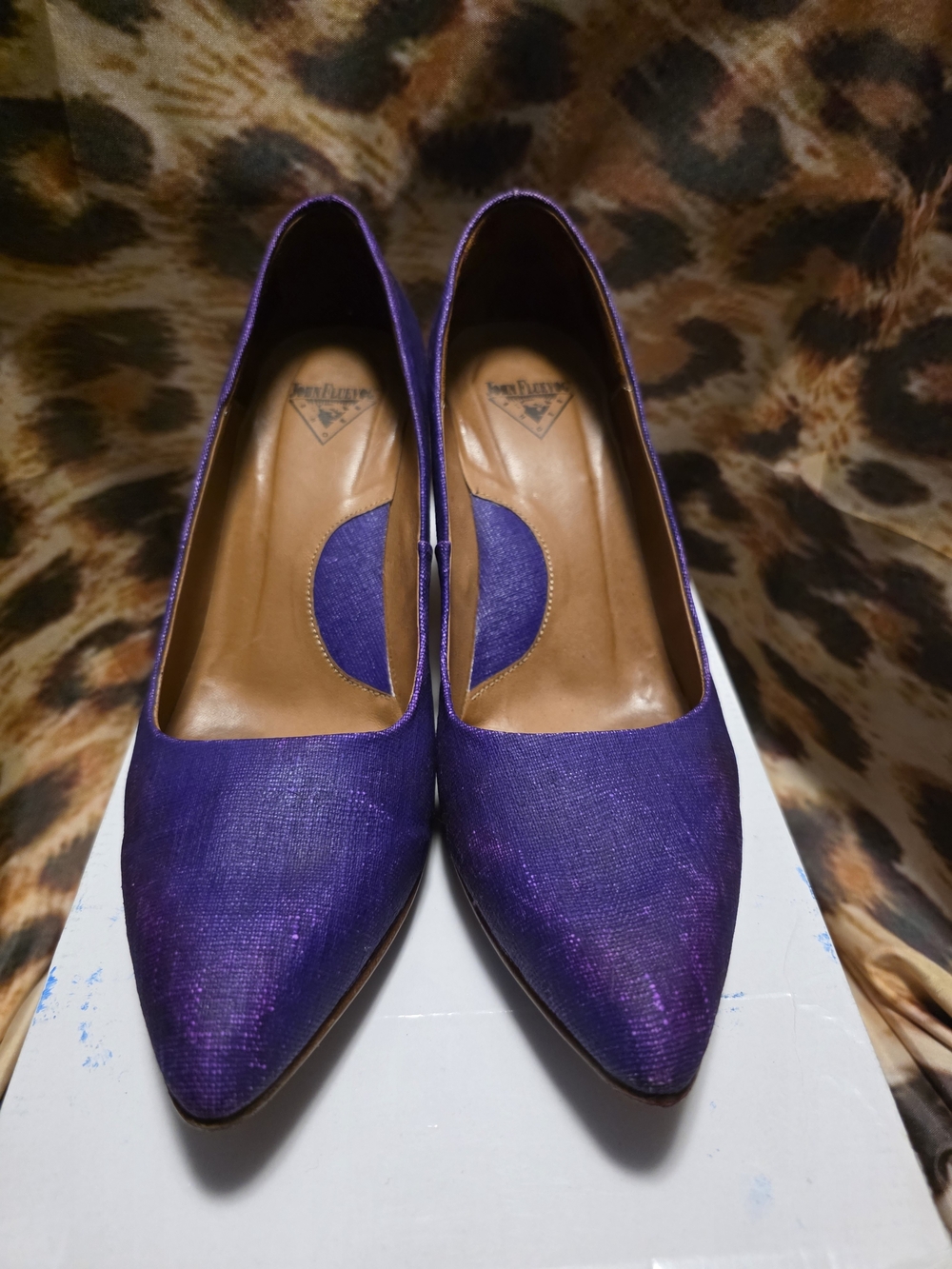 AS IS John Fluevog Presence Hi DESMOND Purple Pointed-Toe Pumps - Size 7.5